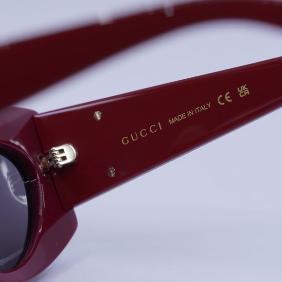 ?️ New Gucci GG1843S 006 Sunglasses - Shiny Black/Burgundy Frame, Grey Lenses main image 9